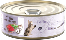 5 + 1 gratis! Feline Finest Katzen Nassfutter 6 x 85 g - Kitten Thunfisch mit Aloe