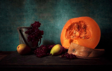 Pumpkin Grapes And Pear Poster