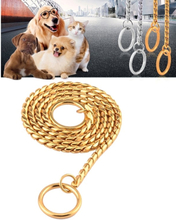Pet Collars Pet Neck Strap Dog Neckband Snake Chain Dog Chain Solid Metal Chain Dog Collar，Length:35cm (Gold)