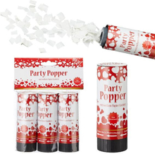 Set van 3x party poppers/confetti shooters valentijn/bruiloft wit 10 cm
