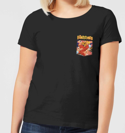 The Flintstones Pocket Pattern Women's T-Shirt - Black - XXL
