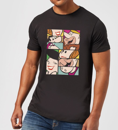 The Flintstones Cartoon Squares Men's T-Shirt - Black - XL