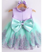 Fioletowo miętowa sukienka dla dziewczynki z opaską w komplecie, elegancki komplet na roczek, na wesele 2022