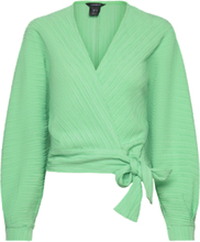 Blouse Pamela Wrap Tops Blouses Long-sleeved Green Lindex