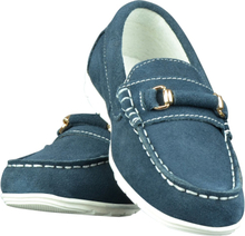 Loafers i marinblå mocka (Storlek: 29)