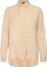 Sanna Lyocell Shirt Tops Shirts Long-sleeved Beige Lexington Clothing
