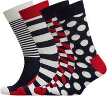 4-Pack Classic Navy Socks Gift Set Underwear Socks Regular Socks Multi/mønstret Happy Socks*Betinget Tilbud