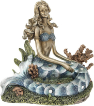 Vacker Sittande Sjöjungfru Figur 21 cm