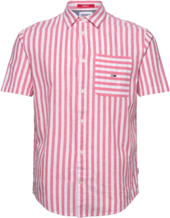 Tjm Rlx Ss Stripe Linen Shirt Shirts Linen Shirts Multi/mønstret Tommy Jeans*Betinget Tilbud