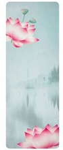 Ruskind yogamåtte med print 183 x 68 cm grøn / lyserød