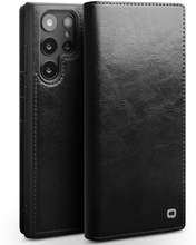 Qialino - Samsung Galaxy S22 Ultra - Leren bookcase hoes - Zwart