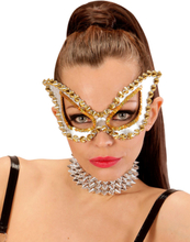 Cat Eye - Silverfärgad Ögonmask med Guldfärgade Nitar