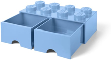 LEGO opbevaringskasse med 2 skuffer - Lyseblå