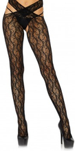 Floral Crotchless Wrap Tights