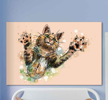 Canvas schilderij katten Geschilderde kat