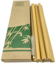 Sugrör i bambu, 12-pack - Ljusbrun
