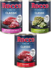 Rocco Classic Probiermix 6 x 400 g - Rind-Mix: Rind pur, Rind/Kalbsherz, Rind/Pansen