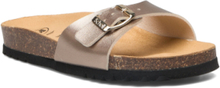Sl Estelle Laminated Taupe Shoes Summer Shoes Flat Sandals Gull Scholl*Betinget Tilbud