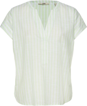 Striped Cotton Blouse Tops Blouses Short-sleeved Green Esprit Casual