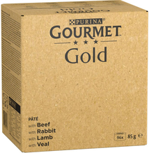 Jumbopack Gourmet Gold Feine Pastete 96 x 85 g - Mix (Kaninchen, Huhn, Lachs, Nieren)