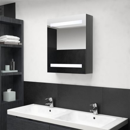 vidaXL Spegelskåp med LED blank grå 50x14x60 cm