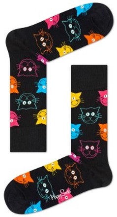 Happy socks Strømper Cat Sock Sort mønstret Str 36/40
