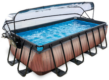 EXIT Wood Pool 400x200x100cm med overdækning, Sand filter og varmepumpe, brun
