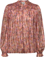Gilby Printed Top Bluse Langermet Rosa Dante6*Betinget Tilbud