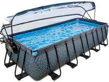 EXIT Stone Pool 540x250x100cm med overdækning, Sand filter og varmepumpe, grå