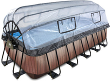 EXIT Wood Pool 540x250x122cm med overdækning og Sand filter og varmepumpe, brun