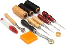 13 Stücke Leder Handwerk Werkzeuge Kit Hand Nähen Nähen Punch Carving Arbeitssattel Leathercraft Zubehör