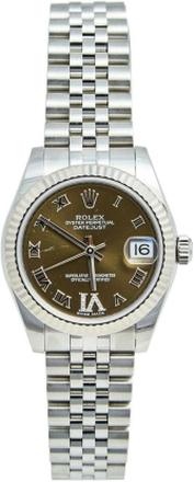 Pre-eide Rolex Brown Diamond 18K hvitt gull rustfritt stål Datojust 178274 Kvinner s armbåndsur 31 mm
