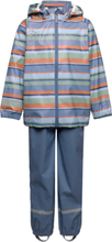 Rain Set - Aop - Pu Outerwear Rainwear Rainwear Sets Multi/patterned Color Kids