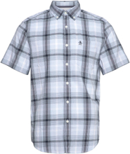 Ctn Ev Tonal Plaid S Tops Shirts Short-sleeved Blue Original Penguin