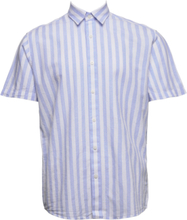 Slhregnew-Linen Shirt Ss Classic Tops Shirts Short-sleeved Blue Selected Homme