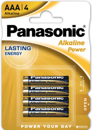 4 stk Panasonic AAA Alkaline Batterier