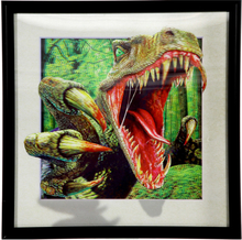 3D dinosaurus schilderij in zwarte lijst