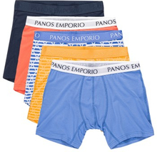 Panos Emporio 5P Bamboo Cotton Boxers Blau/Orange Small Herren