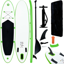 vidaXL Oppblåsbart padlebrettsett grønn og hvit