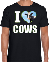 I love cows t-shirt met dieren foto van een koe zwart voor heren