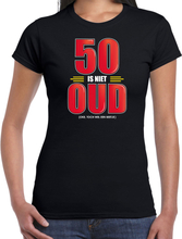 50 is niet oud verjaardag cadeau / Sarah t-shirt zwart voor dames