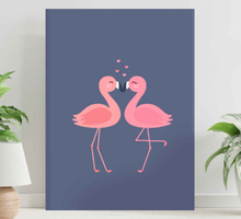 Canvas schilderij ingang Flamingo's die een hart vormen