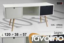 Tavolino mobile TV legno 120x38xh57cm bianco nero arredo design HA3111