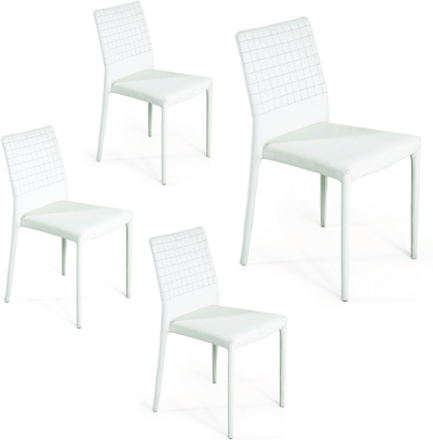 X4 sedie sedia impilabile ecopelle bianco per interno casa cucina moderno Regina