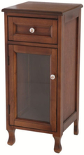 Mobiletto in legno massello 1 anta con vetro e cassetto 129016-B