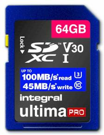 Integral High Speed SDHC/XC V30 UHS-I U3 64GB SD-minneskort