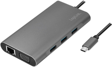 LogiLink: USB-C-docka 10-i-1 HDMI/VGA/RJ45/SD m.m. 100W