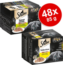 Sheba Mixpack 48 x 85 g - 24 x Beutel Selection Geflügel + 24 Schalen Sauce Lover