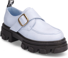 Biaginny Velcro Loafer Loafers Flade Sko Blue Bianco
