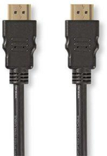 Nedis High Speed --HDMI - kabel med Ethernet | HDMI- Kontakt | HDMI- Kontakt | 1080p@60Hz | 10.2 Gbps | 1.00 m | Rund | PVC | Svart | Tag